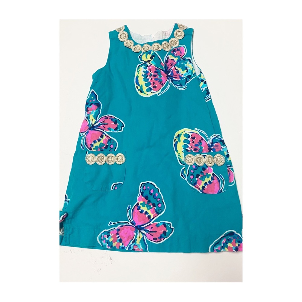 Lilly Pulitzer Teal Dress with Colorful Butterflies